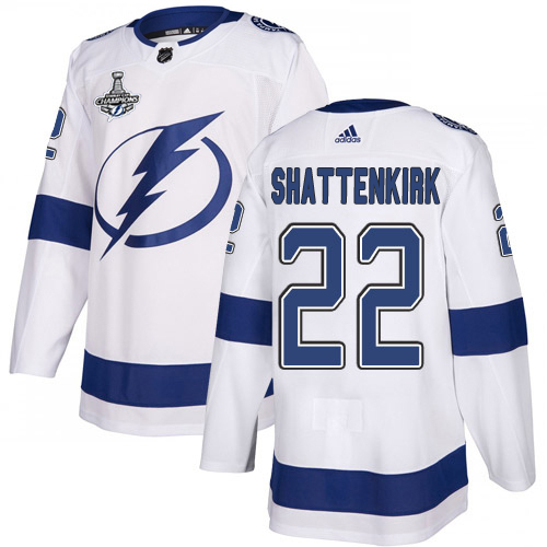 Adidas Tampa Bay Lightning Men #22 Kevin Shattenkirk White Road Authentic 2020 Stanley Cup Champions Stitched NHL Jersey->tampa bay lightning->NHL Jersey